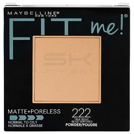 Maybelline FIT ME! Matte + Poreless Pressed Face Powder - 222 True Beige - 0.29oz: Paraben-Free, Sulfate-Free, Oil Control, Recommended for Oily Skin