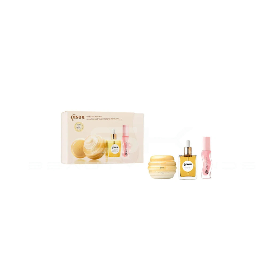 Gisou | מארז טיפוח אייקוני לשיער ולשפתיים "Honey Glow Icons Set"